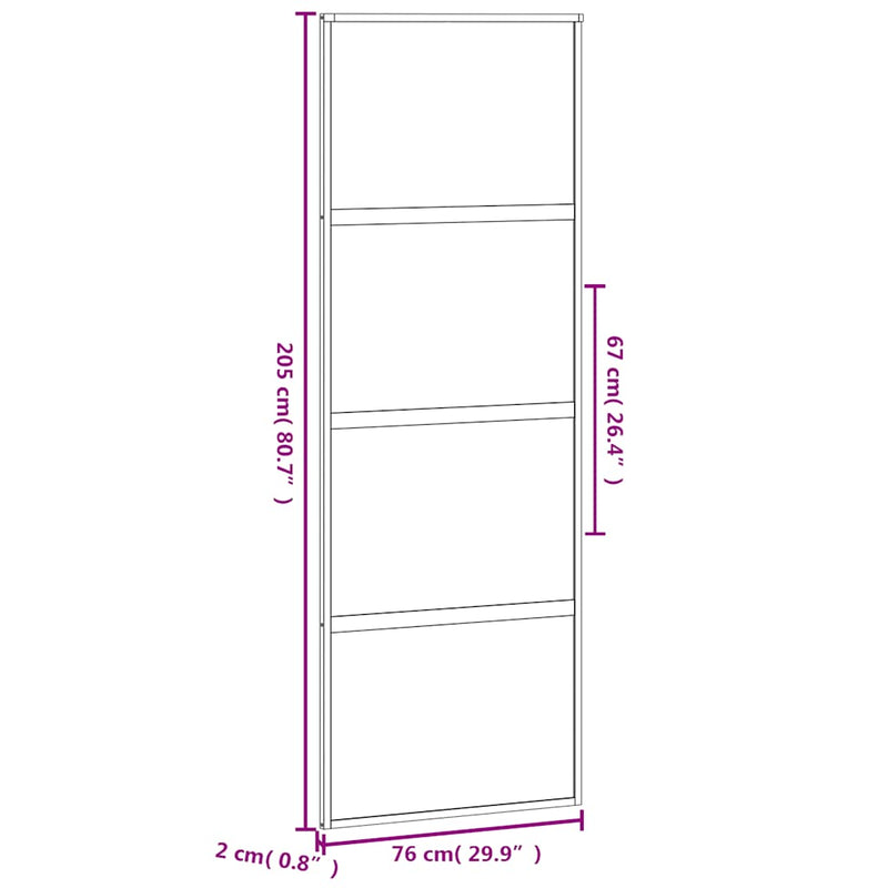 vidaXL fekete edzett üveg és alumínium tolóajtó 76 x 205 cm