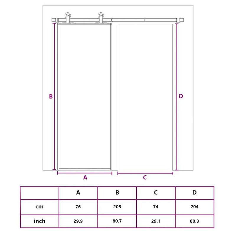 vidaXL fekete edzett üveg és alumínium tolóajtó 76 x 205 cm