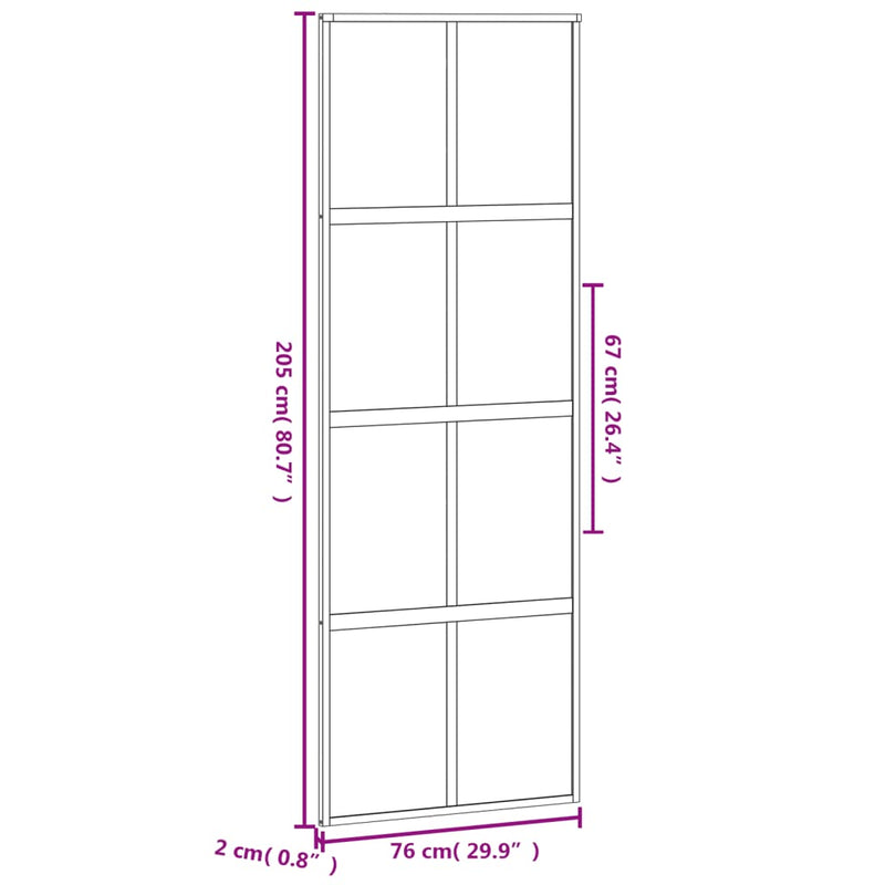 vidaXL fekete edzett üveg és alumínium tolóajtó 76 x 205 cm