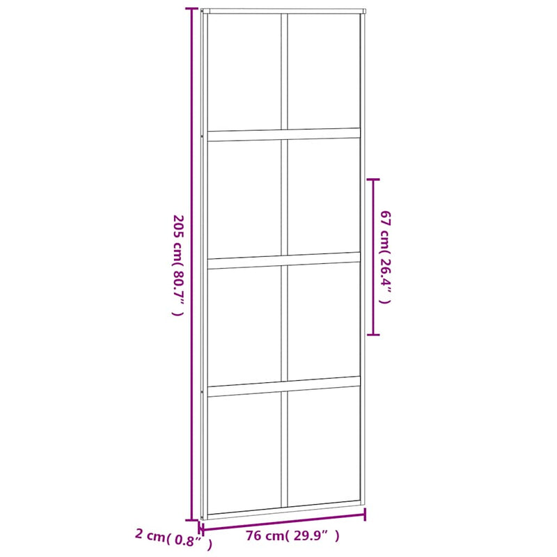 vidaXL fekete edzett üveg és alumínium tolóajtó 76 x 205 cm