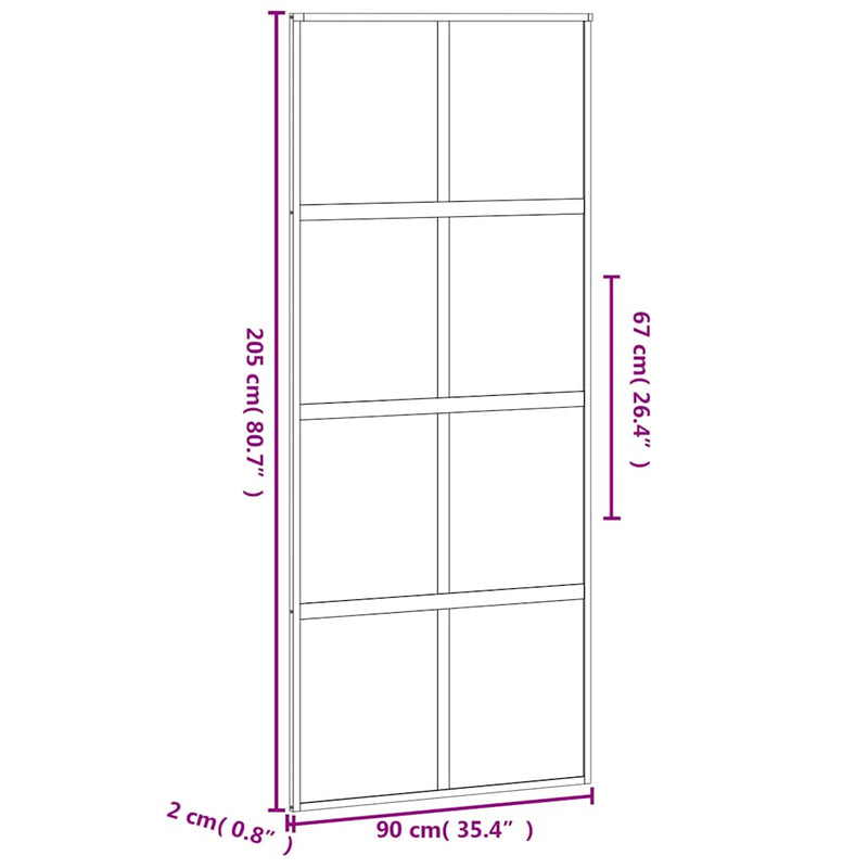 vidaXL fekete edzett üveg és alumínium tolóajtó 90 x 205 cm