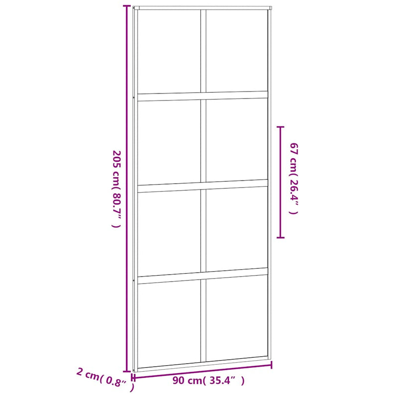 vidaXL fekete edzett üveg és alumínium tolóajtó 76 x 205 cm