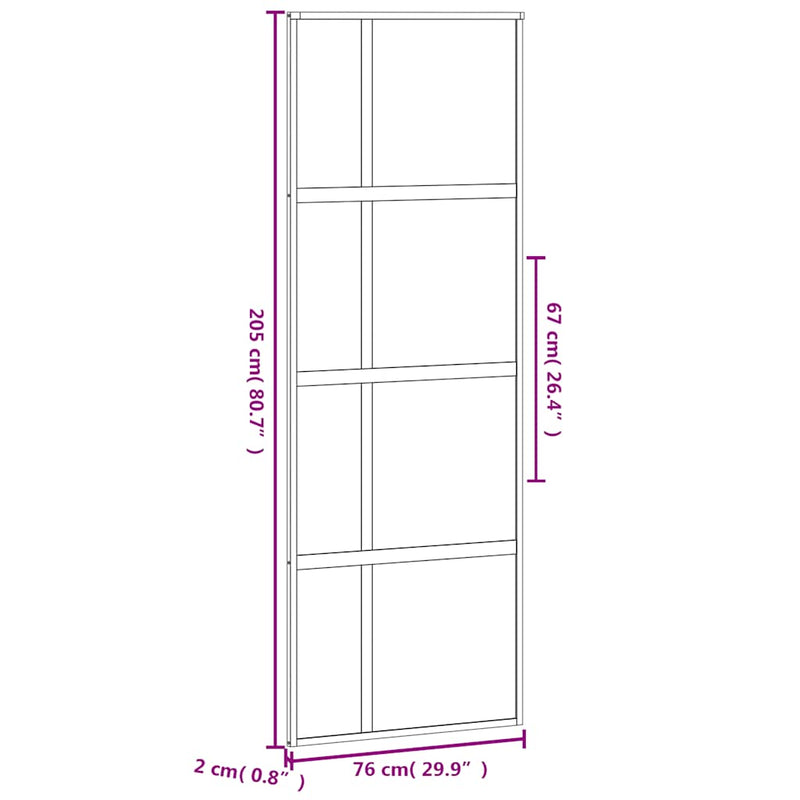 vidaXL fekete edzett üveg és alumínium tolóajtó 76 x 205 cm