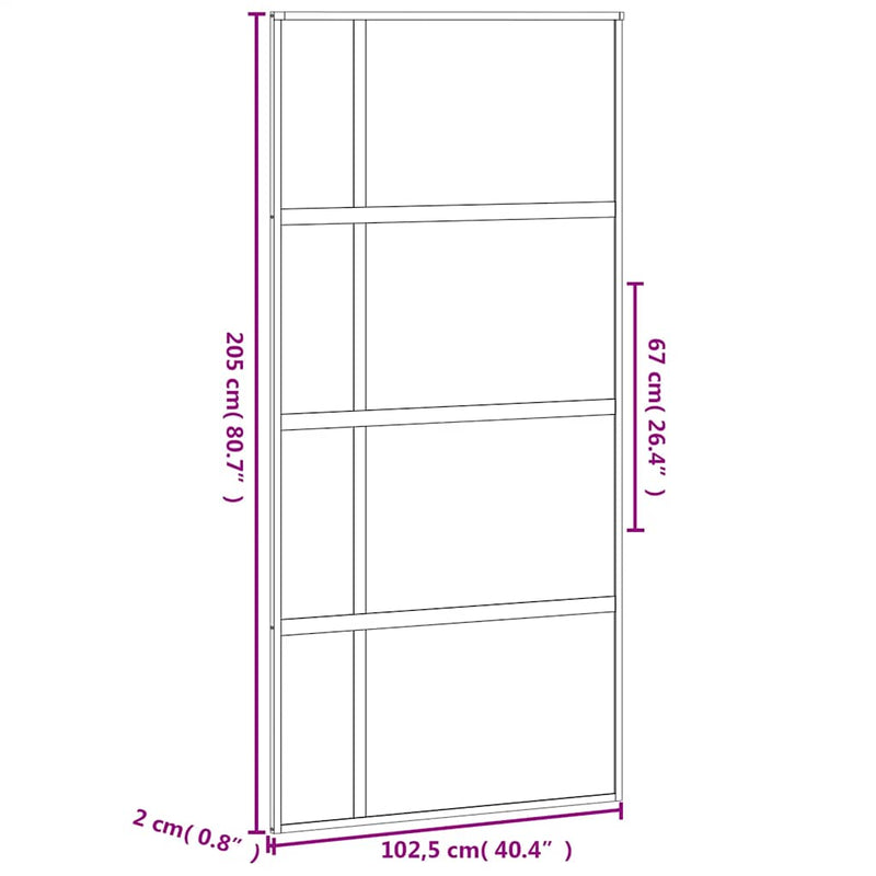 vidaXL fekete edzett üveg és alumínium tolóajtó 102,5 x 205 cm