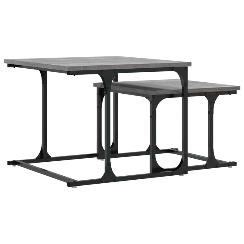 vidaXL 2 db szürke sonoma színű szerelt fa rakásolható dohányzóasztal