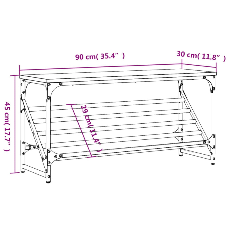 vidaXL szürke sonoma színű szerelt fa cipőtartó 90x30x45 cm