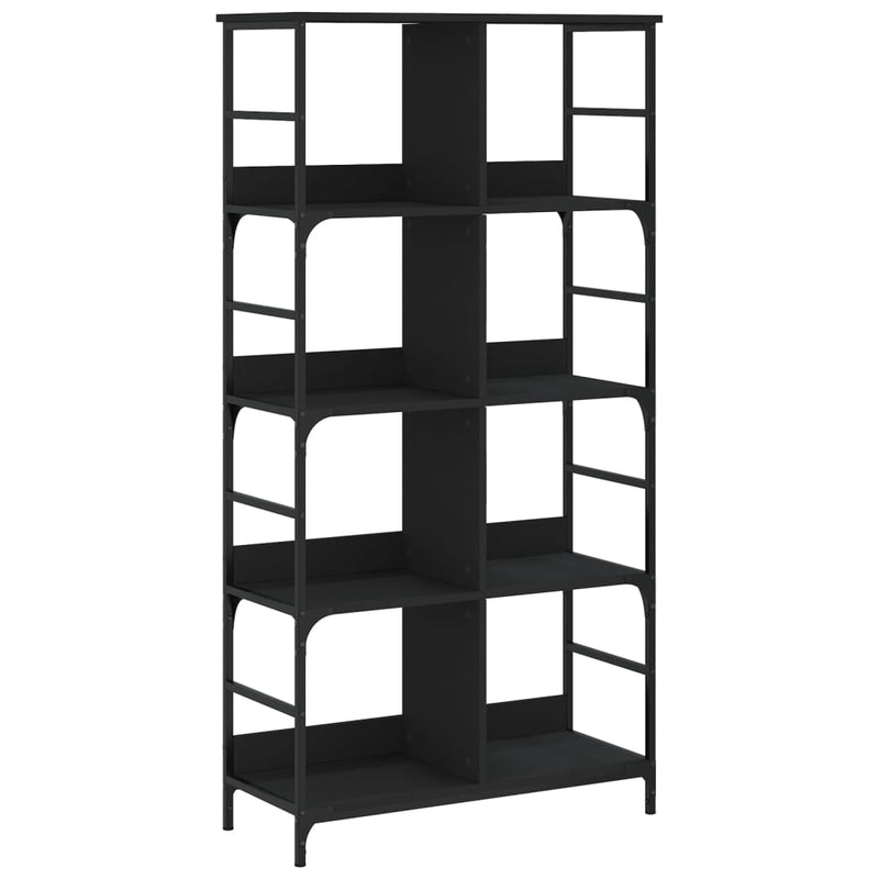 vidaXL fekete szerelt fa könyvespolc 78,5 x 33 x 153 cm
