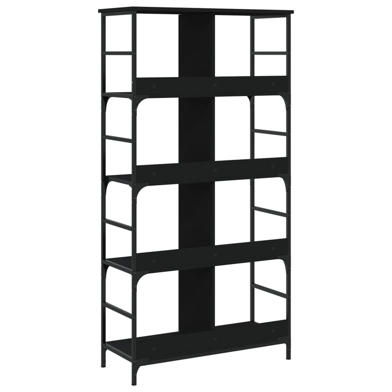 vidaXL fekete szerelt fa könyvespolc 78,5 x 33 x 153 cm
