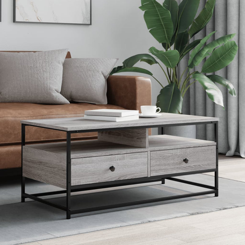 vidaXL szürke sonoma színű szerelt fa dohányzóasztal 100 x 51 x 45 cm