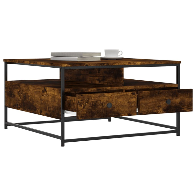 vidaXL füstös tölgy színű szerelt fa dohányzóasztal 80 x 80 x 45 cm
