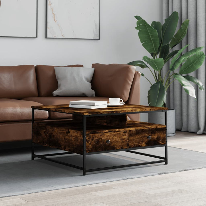 vidaXL füstös tölgy színű szerelt fa dohányzóasztal 80 x 80 x 45 cm