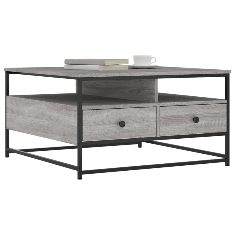 vidaXL szürke sonoma színű szerelt fa dohányzóasztal 80 x 80 x 45 cm