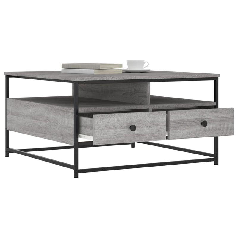 vidaXL szürke sonoma színű szerelt fa dohányzóasztal 80 x 80 x 45 cm