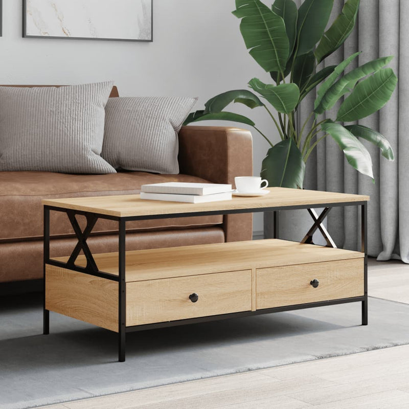 vidaXL sonoma tölgy színű szerelt fa dohányzóasztal 100 x 51 x 45 cm