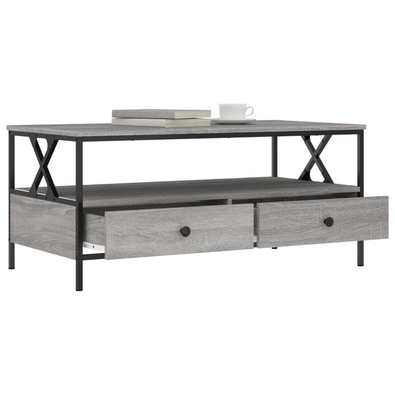 vidaXL szürke sonoma színű szerelt fa dohányzóasztal 100 x 51 x 45 cm