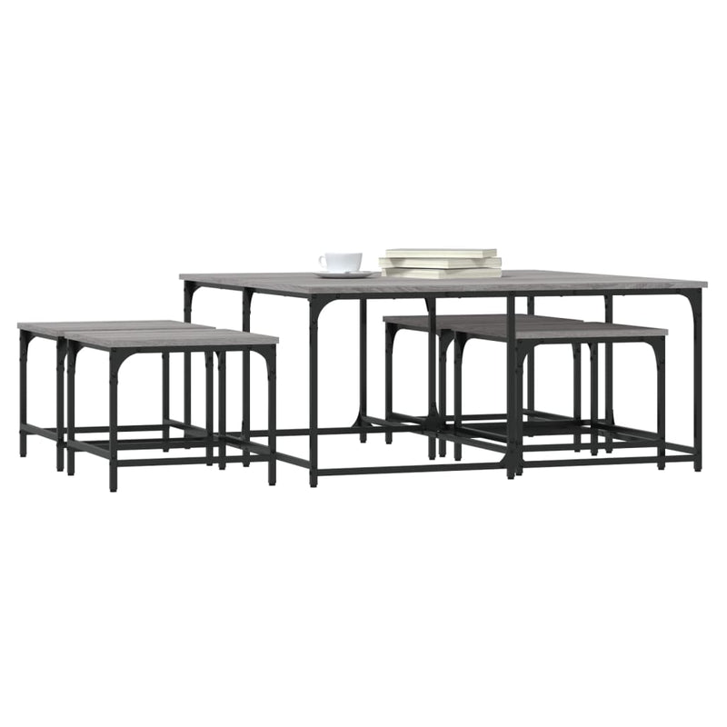 vidaXL 5 db szürke sonoma színű szerelt fa rakásolható dohányzóasztal