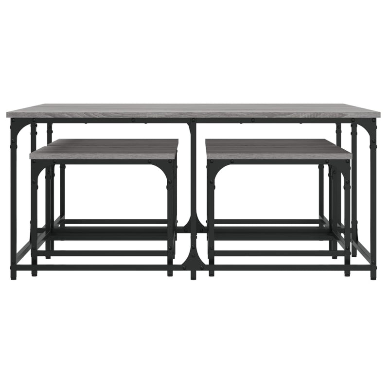 vidaXL 5 db szürke sonoma színű szerelt fa rakásolható dohányzóasztal