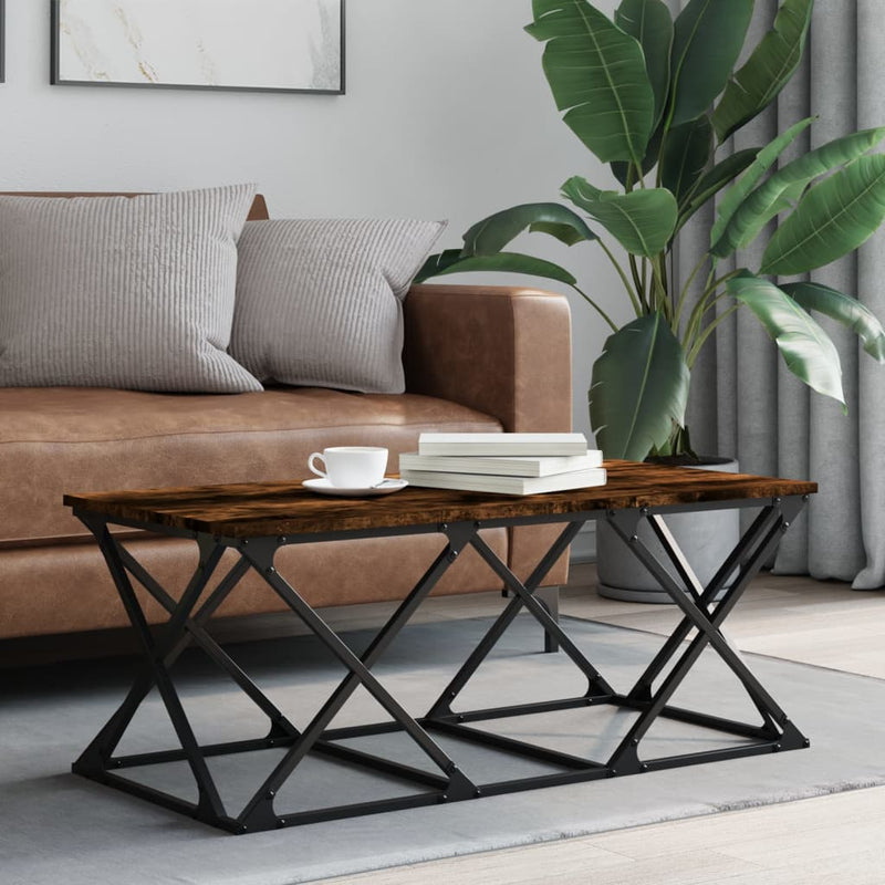 vidaXL füstös tölgy színű szerelt fa dohányzóasztal 100 x 49 x 40 cm