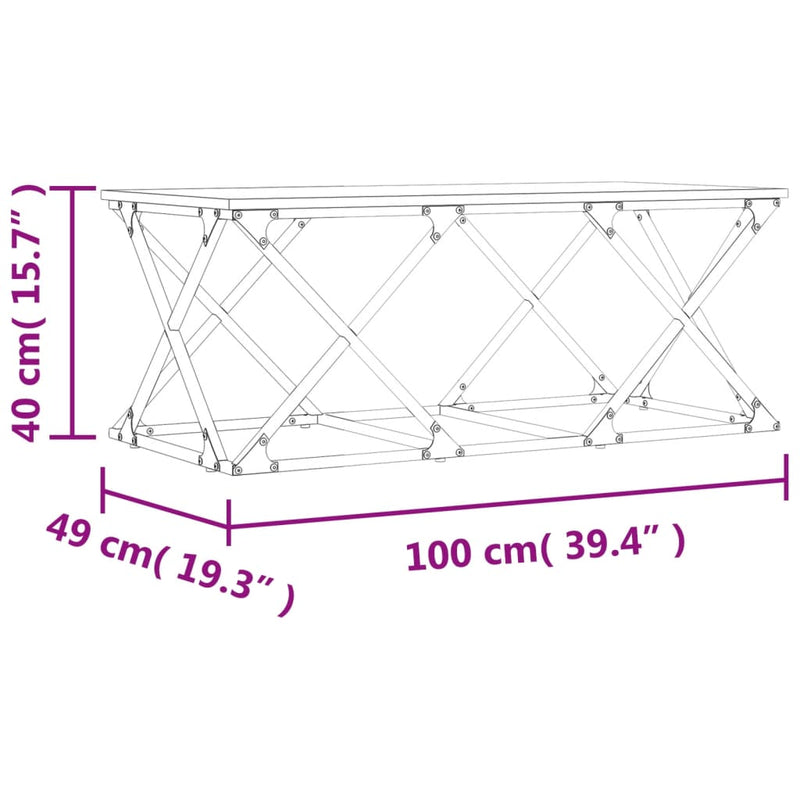 vidaXL szürke sonoma színű szerelt fa dohányzóasztal 100 x 49 x 40 cm