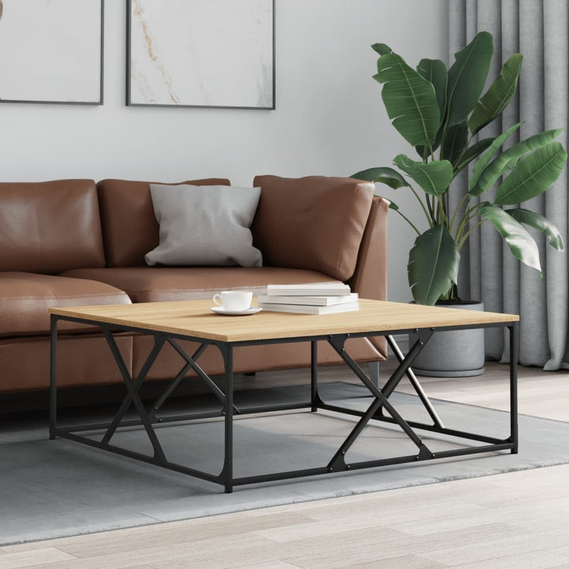 vidaXL sonoma tölgy színű szerelt fa dohányzóasztal 100x100x40 cm