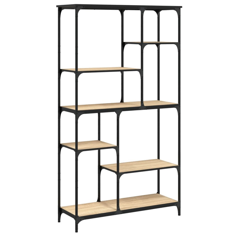 vidaXL sonoma tölgy szerelt fa és acél könyvespolc 99x35,5x176 cm