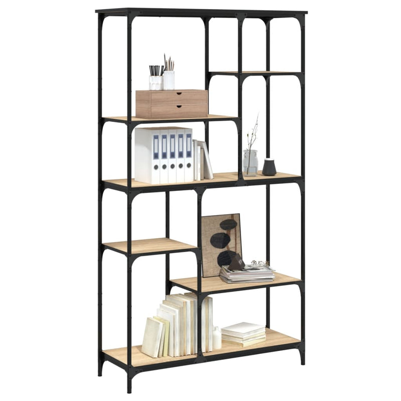 vidaXL sonoma tölgy szerelt fa és acél könyvespolc 99x35,5x176 cm
