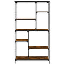 vidaXL füstölt tölgy szerelt fa és acél könyvespolc 99 x 35,5 x 176 cm
