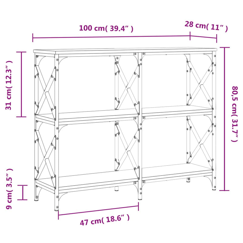 vidaXL sonoma tölgy színű szerelt fa dohányzóasztal 100 x 28 x 80,5 cm