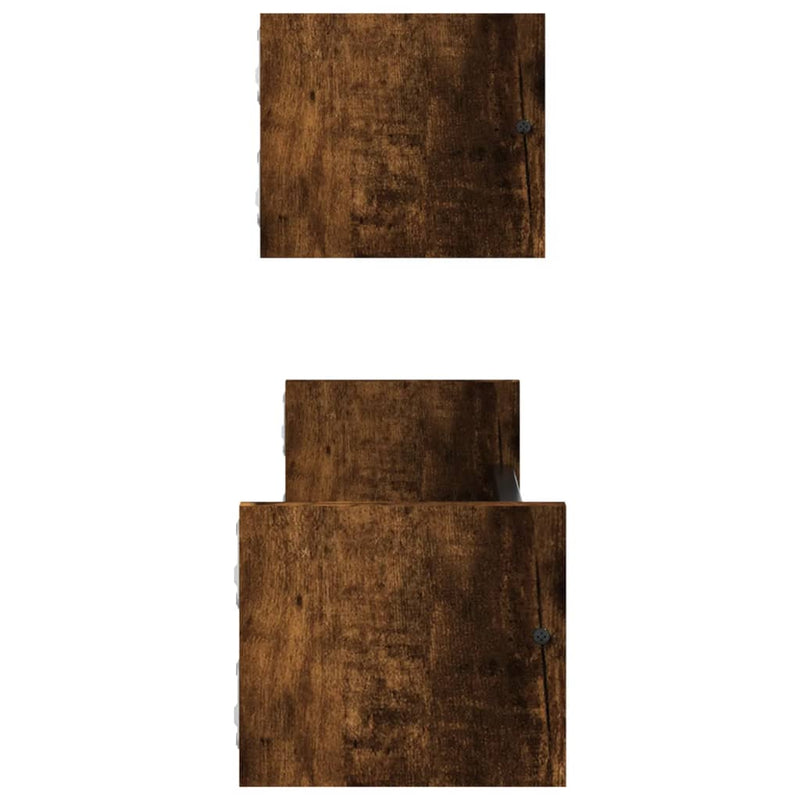 vidaXL 2 db füstös tölgy színű fali polc rúddal 60 x 16 x 14 cm