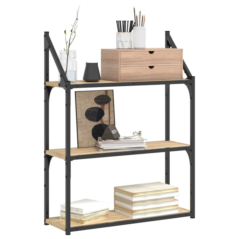 vidaXL 3 szintes sonoma tölgy színű szerelt fa fali polc 60x21x78,5 cm