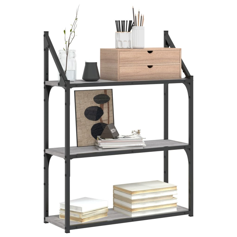 vidaXL 3 szintes szürke sonoma színű szerelt fa fali polc 60x21x78,5cm