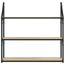 vidaXL 3 szintes sonoma tölgy színű szerelt fa fali polc 80x21x78,5 cm