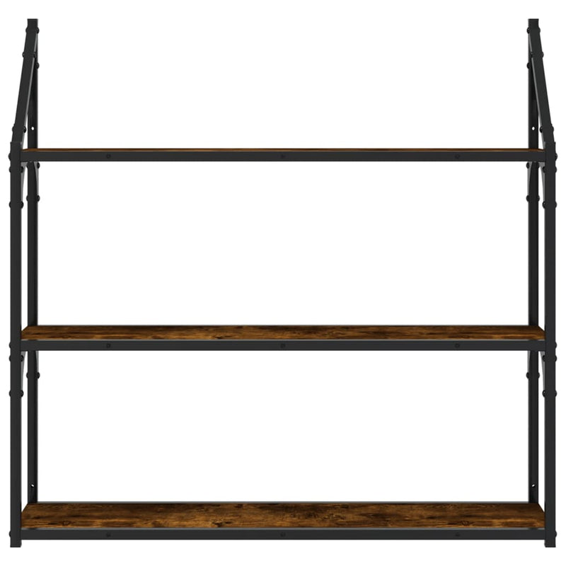 vidaXL 3 szintes füstös sonoma színű szerelt fa fali polc 80x21x78,5cm