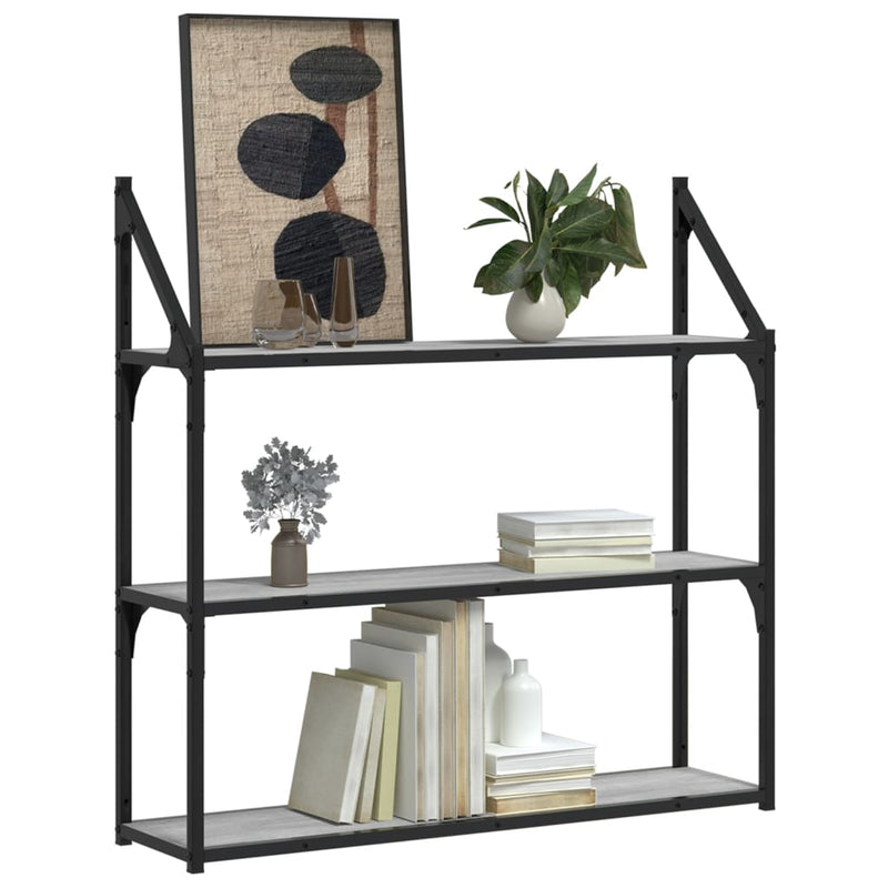 vidaXL 3 szintes szürke sonoma színű szerelt fa fali polc 80x21x78,5cm