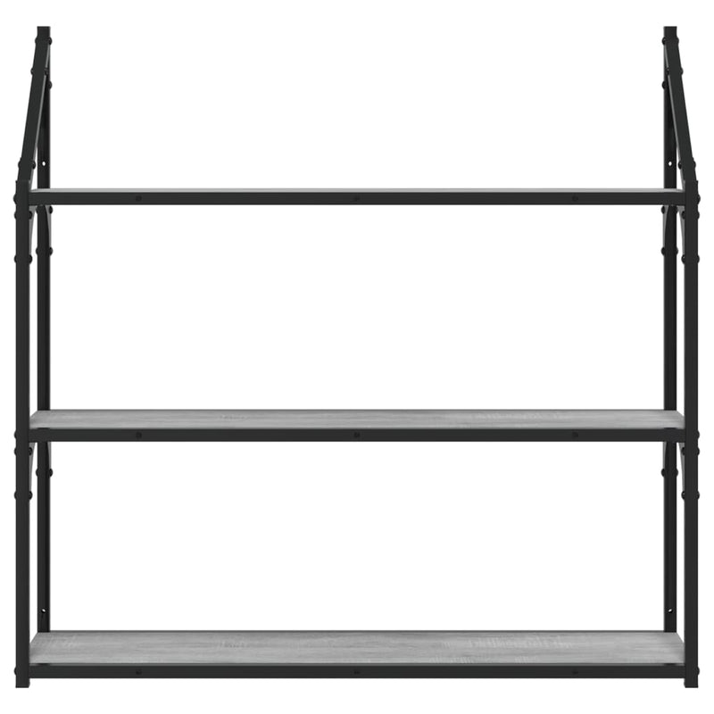 vidaXL 3 szintes szürke sonoma színű szerelt fa fali polc 80x21x78,5cm