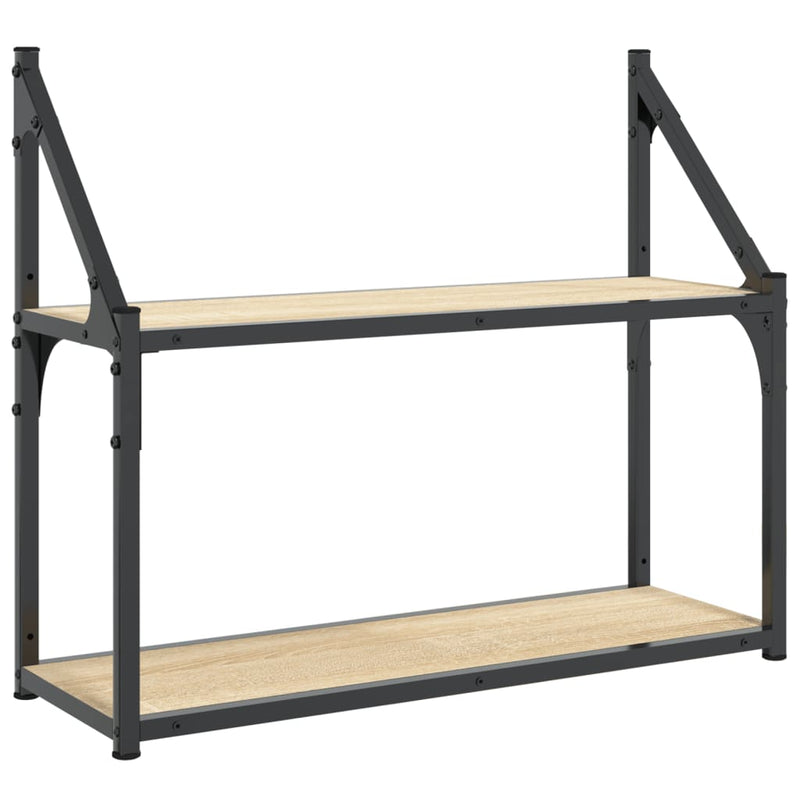vidaXL kétszintes sonoma tölgyfa fali polc 60 x 21 x 51 cm
