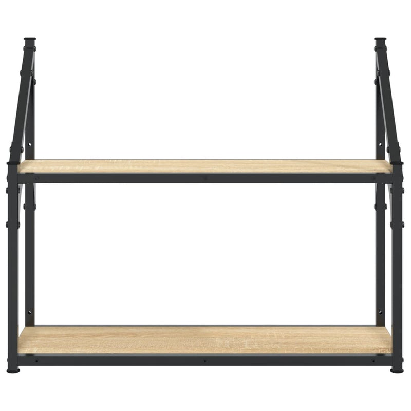 vidaXL kétszintes sonoma tölgyfa fali polc 60 x 21 x 51 cm