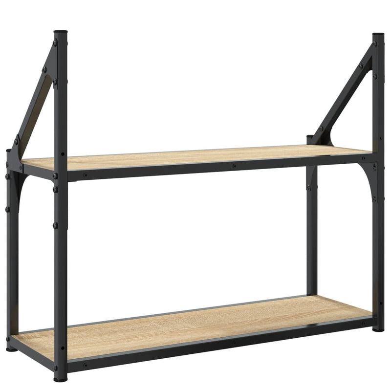 vidaXL kétszintes sonoma tölgyfa fali polc 60 x 21 x 51 cm