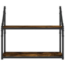 vidaXL 2 szintes füstös tölgy színű szerelt fa fali polc 60x21x51 cm