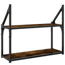 vidaXL 2 szintes füstös tölgy színű szerelt fa fali polc 60x21x51 cm