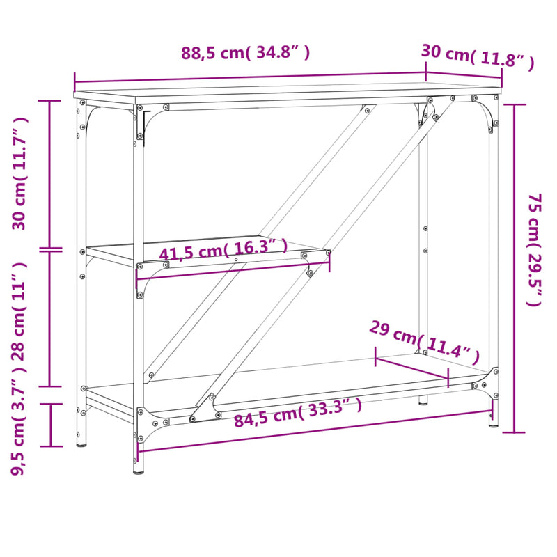 vidaXL füstös tölgy színű szerelt fa tálalóasztal 88,5x30x75 cm
