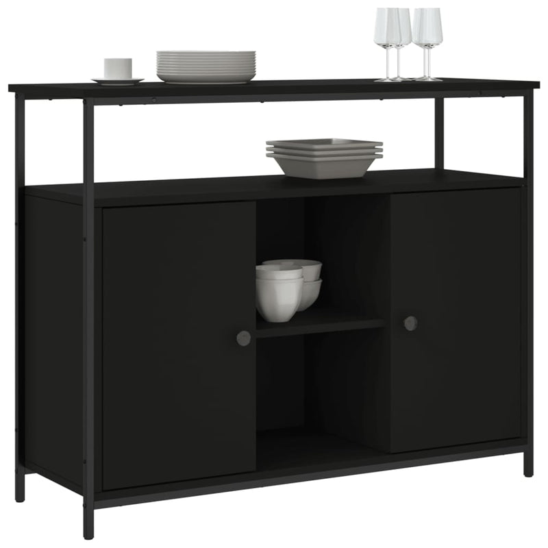 vidaXL fekete szerelt fa tálalószekrény 100 x 35 x 80 cm