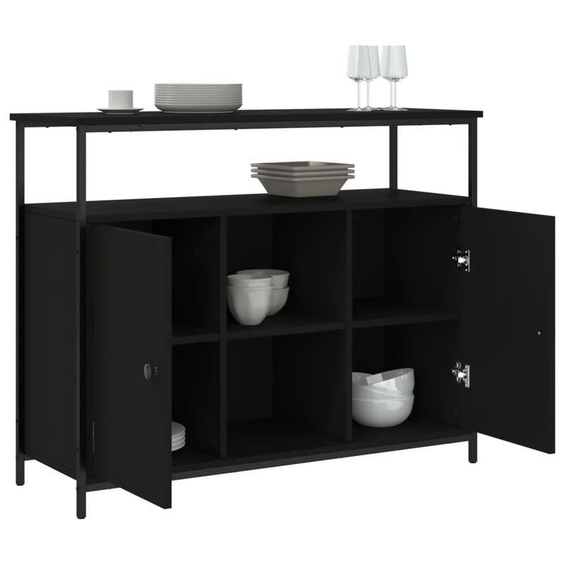 vidaXL fekete szerelt fa tálalószekrény 100 x 35 x 80 cm