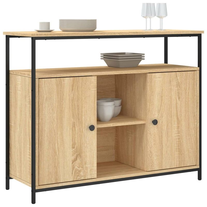 vidaXL sonoma tölgy színű szerelt fa tálalószekrény 100 x 35 x 80 cm