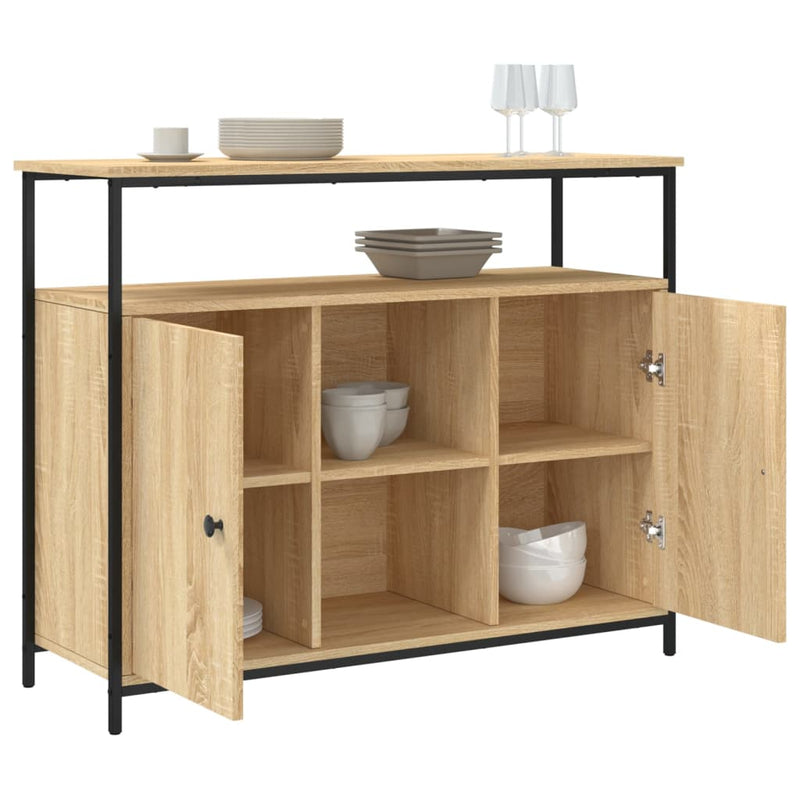 vidaXL sonoma tölgy színű szerelt fa tálalószekrény 100 x 35 x 80 cm