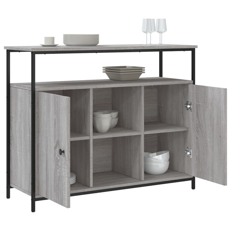 vidaXL szürke sonoma színű szerelt fa tálalószekrény 100 x 35 x 80 cm