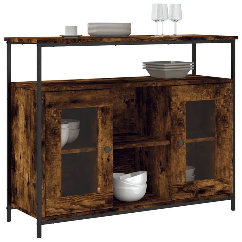 vidaXL füstös tölgy színű szerelt fa tálalószekrény 100 x 35 x 80 cm