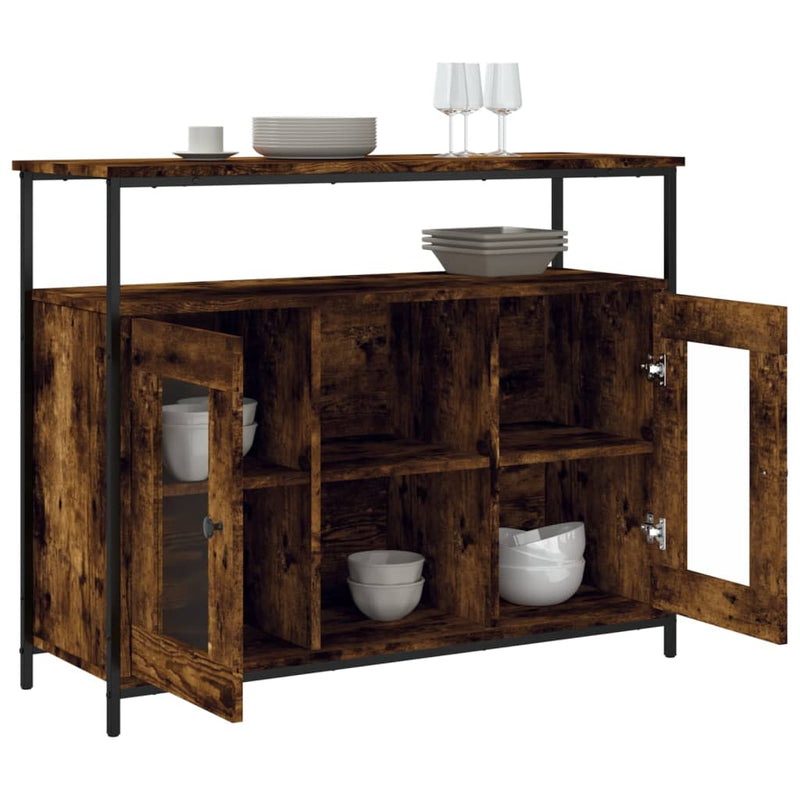 vidaXL füstös tölgy színű szerelt fa tálalószekrény 100 x 35 x 80 cm