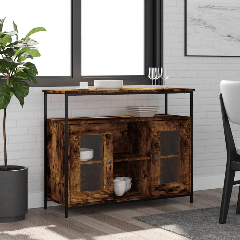 vidaXL füstös tölgy színű szerelt fa tálalószekrény 100 x 35 x 80 cm