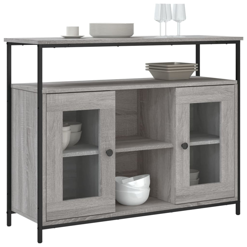 vidaXL szürke sonoma színű szerelt fa tálalószekrény 100 x 35 x 80 cm